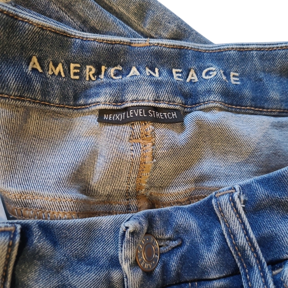 Women's AE Next Level Stretch Curvy Super Hi-Rise Jeggings Distressed 6 *SHORT* - Picture 3 of 9